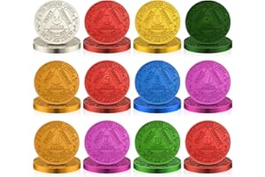 Siifert 36 Pcs Recovery AA Chips Bulk Sobriety Coins Monthly AA Medallions for Alcoholics Anonymous Aluminum Tokens Include 1 2 3 4 5 6 7 8 9 10 11 Month 24 Hour Commemorative Lot Colored