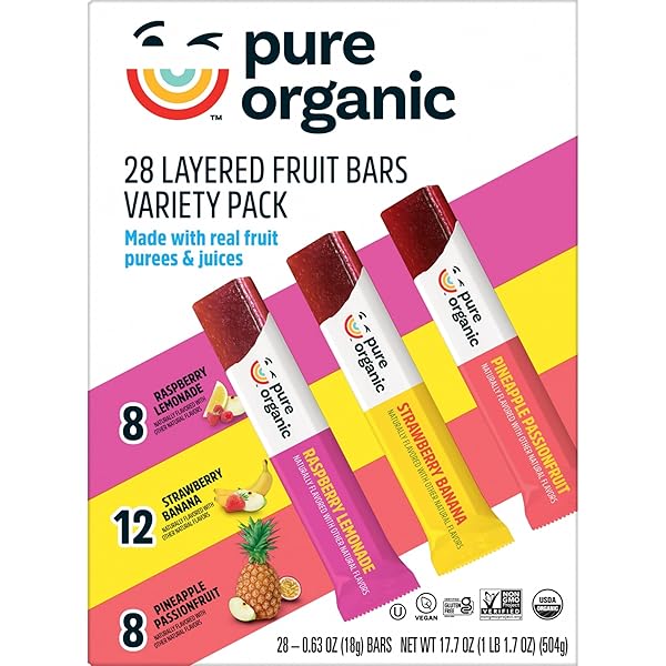PURE ORGANIC LAYERED FRUIT BARS VARIETY PACK 28 COUNT (PACK OF 1).