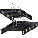 Hanger Central Space Saving 30 Pack, Heavy Duty Slim Plastic Pants Hangers, Ridged Non-Slip with Pinch Clips, 360-Rotating Ch