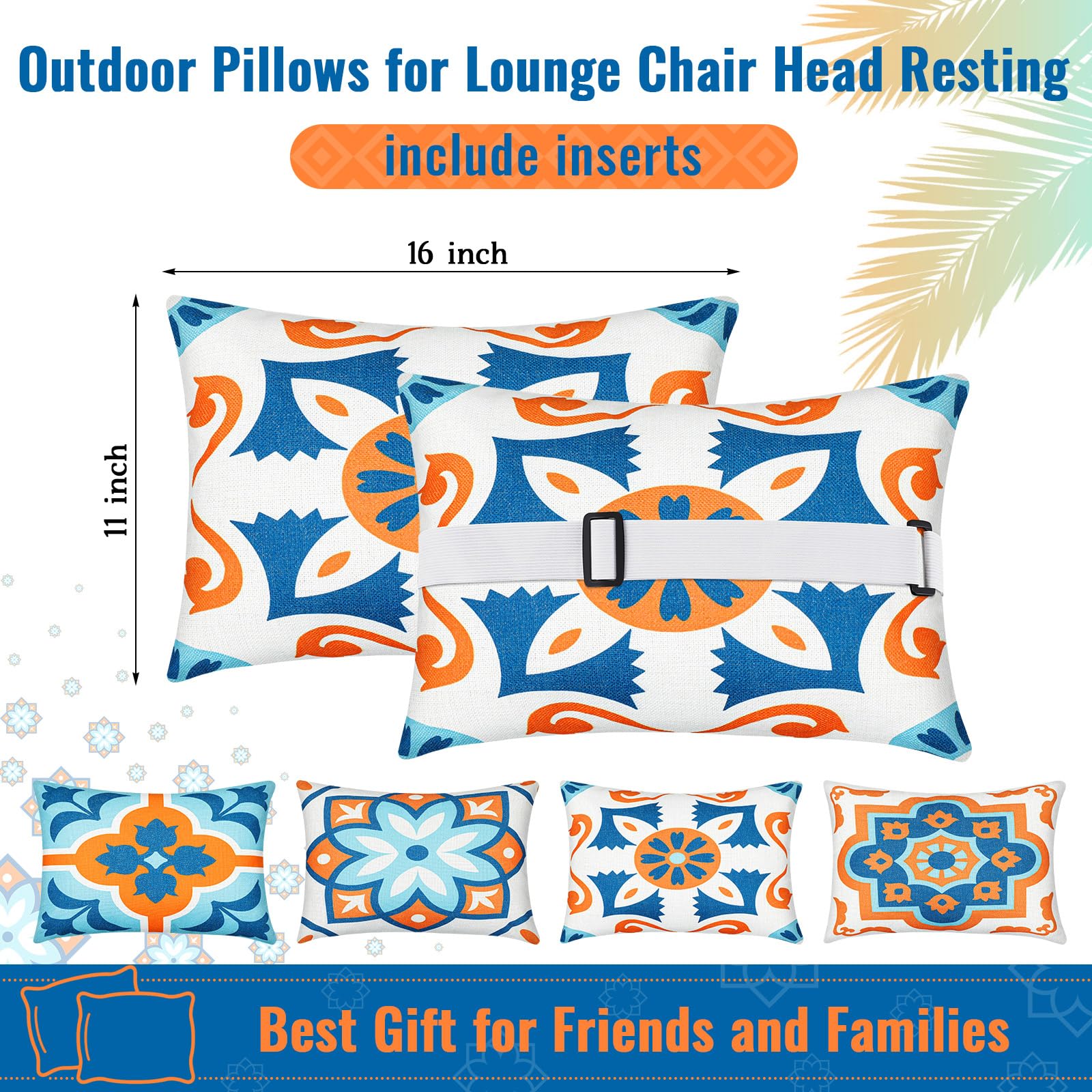 Condition photo showing As Is for juexica 4 pcs chaise lounge headrest pillow, 16 x 11'', decorative outdoor patio neck headrest pillo