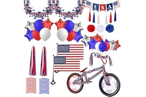 rosulasi 4th of July Bike Decorations 27Pcs Patriotic Parade Bike Streamers Bicycle Ribbon Tassels American Flag Fourth of July Accessories Red White Blue Decorations Independence Day Party Favors