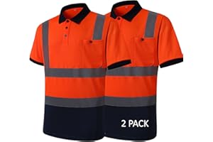 HATAUNKI 2 Pack Retro-Reflection Orange-Blue Safety Polo Shirt, High Visibility Construction Work Short Sleeve Shirt, Meets ANSI/ISEA Standards（Orange-Blue-08,XL）