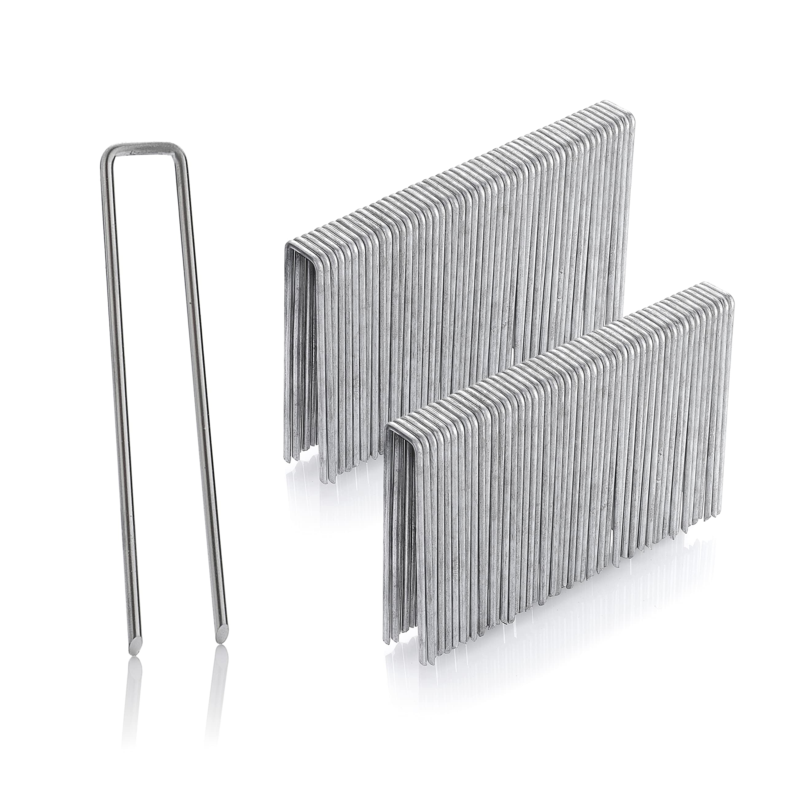 GardenMate 100 Galvanised Ground Anchors, 100 mm Long, 13 mm Wide, Diameter 2.9 mm, Mounting Anchors, Ground Anchors for the Garden, Made of Galvanised Steel, Pegs for Attaching Weed Control Fabric,