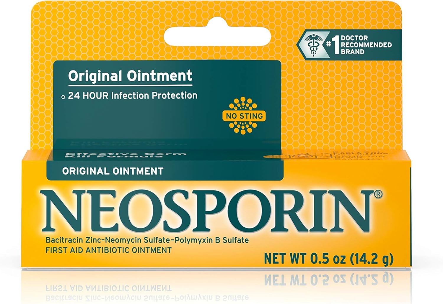 Neosporin Original First Aid Antibiotic Ointment with Bacitracin, Zinc For 24-Hour Infection Protection, Wound Care Treatment and the Scar Appearance Minimizer for Minor Cuts, Scrapes and Burns,.5 oz: Health & Personal Care