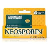 Neosporin Original First Aid Antibiotic Ointment with Bacitracin, Zinc For 24-Hour Infection Protection, Wound Care Treatment and the Scar Appearance Minimizer for Minor Cuts, Scrapes and Burns,.5 oz