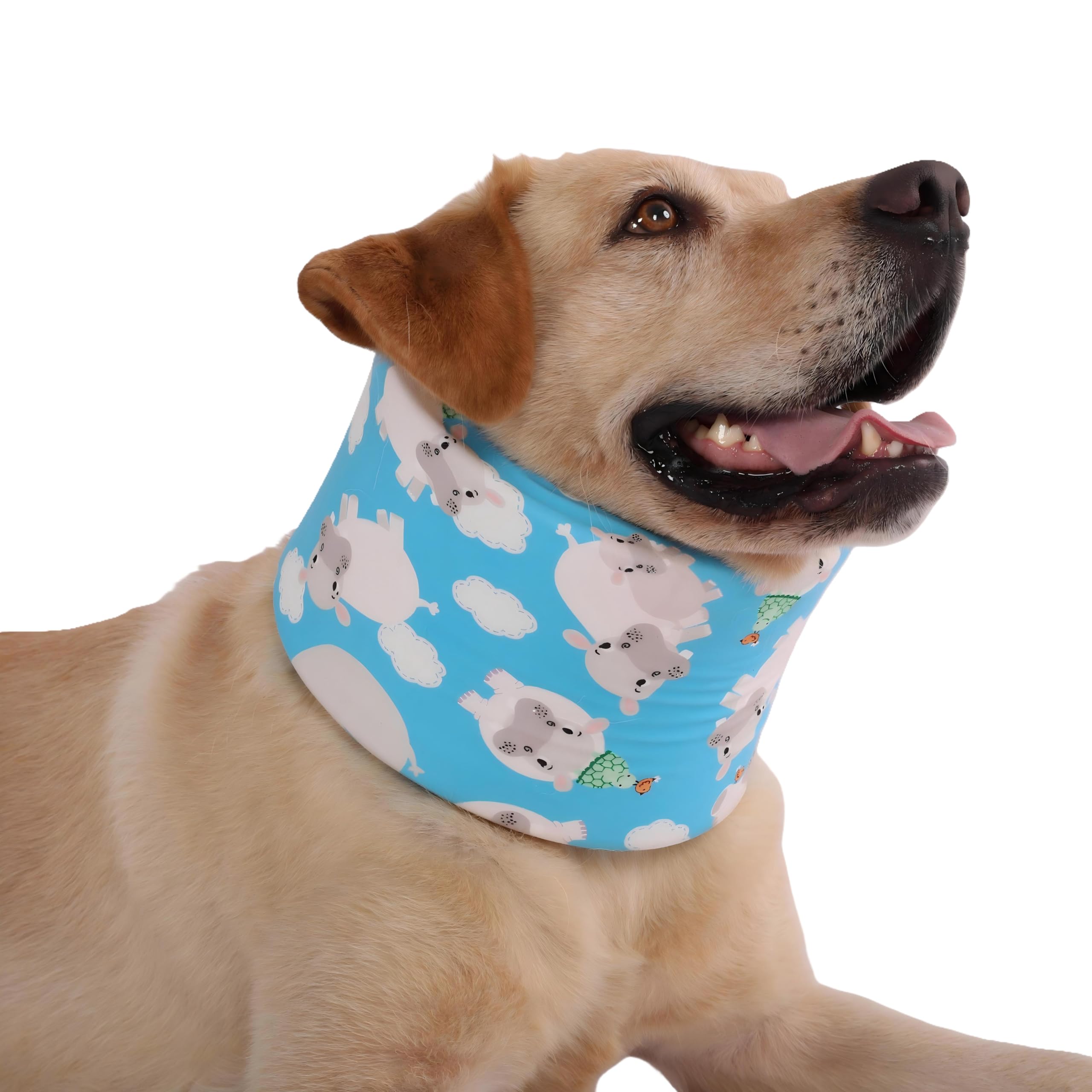 Photo 1 of LovinPet Dog Recovery Collar, Adjustable Soft Cone for Medium & Large Dogs, Post-Surgery Comfort & Lick Prevention, Hippos Zoo Print, Blue