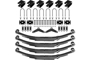 dreamdragon Tandem Trailer Axle Suspension Kit – 3,500 lbs 4 Leaf Springs with U-Bolts & Hangers Included