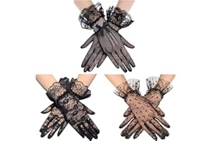 Malaxlx Ladies Lace Gloves - Elegant Floral Wedding & Tea Party Gloves