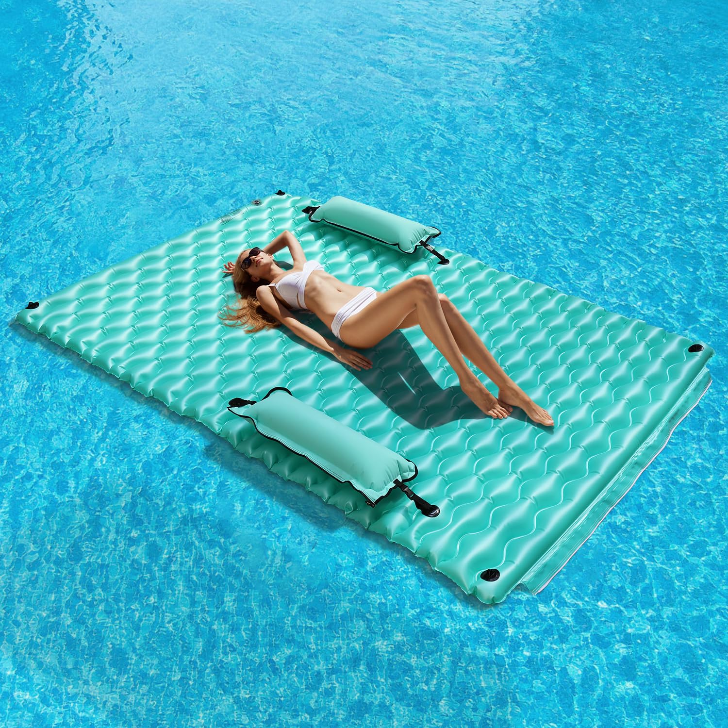 Photo 1 of Sunrio 114'' X 72'' Giant Inflatable Floating Mat-Pool Float Lake Floats for Adults with Pool Hammock Pool Mats for Floating Swimming Pool, Beach, Lake for Summer Water Party