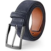 XZQTIVE Mens Suede Belt - 1 3/8" Genuine Leather Dress Belt for Jeans Dress Handmade Classic Every Day Belt