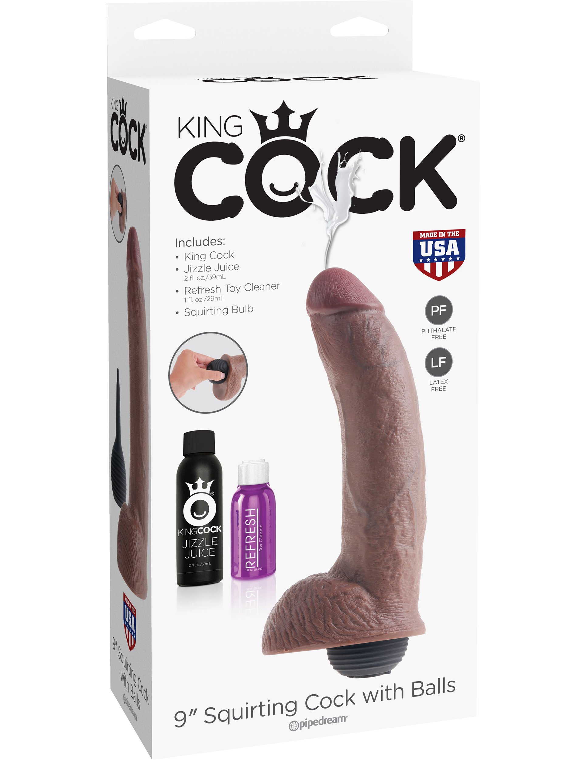 King Cock King Cock Squirting Cock Brown 9in