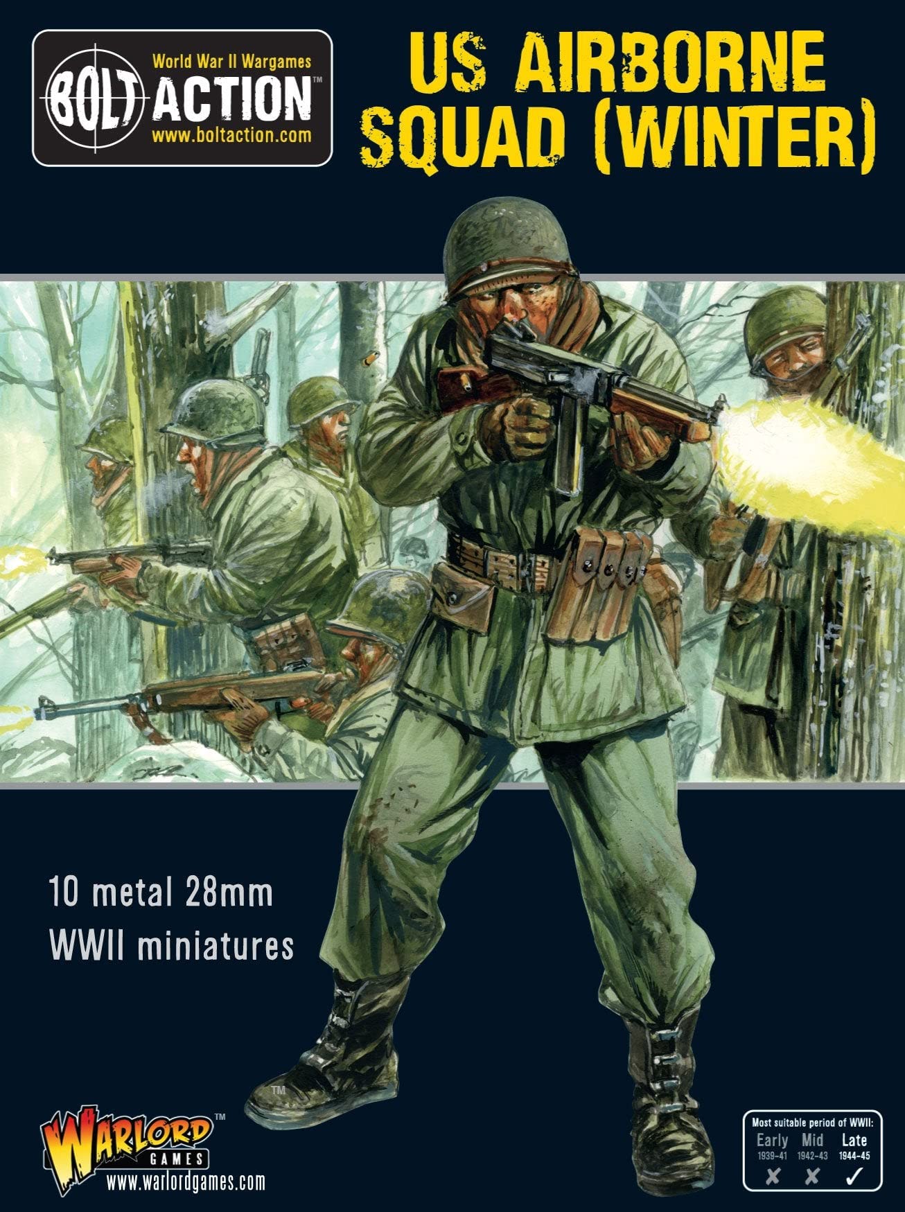 US Airborne Squad (Winter) - 28mm Scale Metal Miniatures for Bolt Action by Warlord Games - Highly Detailed World War 2 Miniatures for Table-top Wargaming