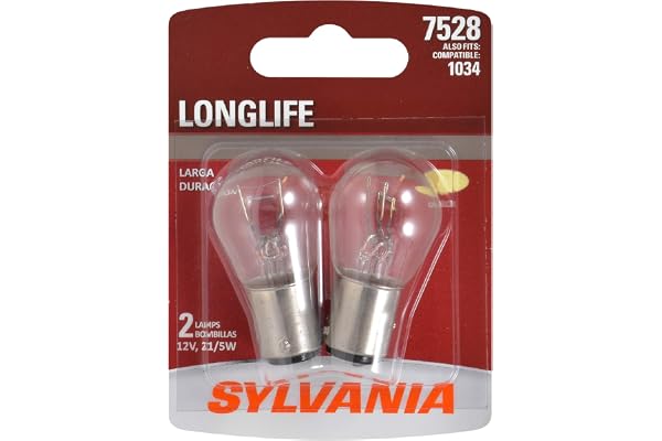 SYLVANIA - 7528 Long Life Miniature - Bulb, Ideal for Daytime Running Lights (DRL) and Back-Up/Reverse Lights (Contains 2 Bul