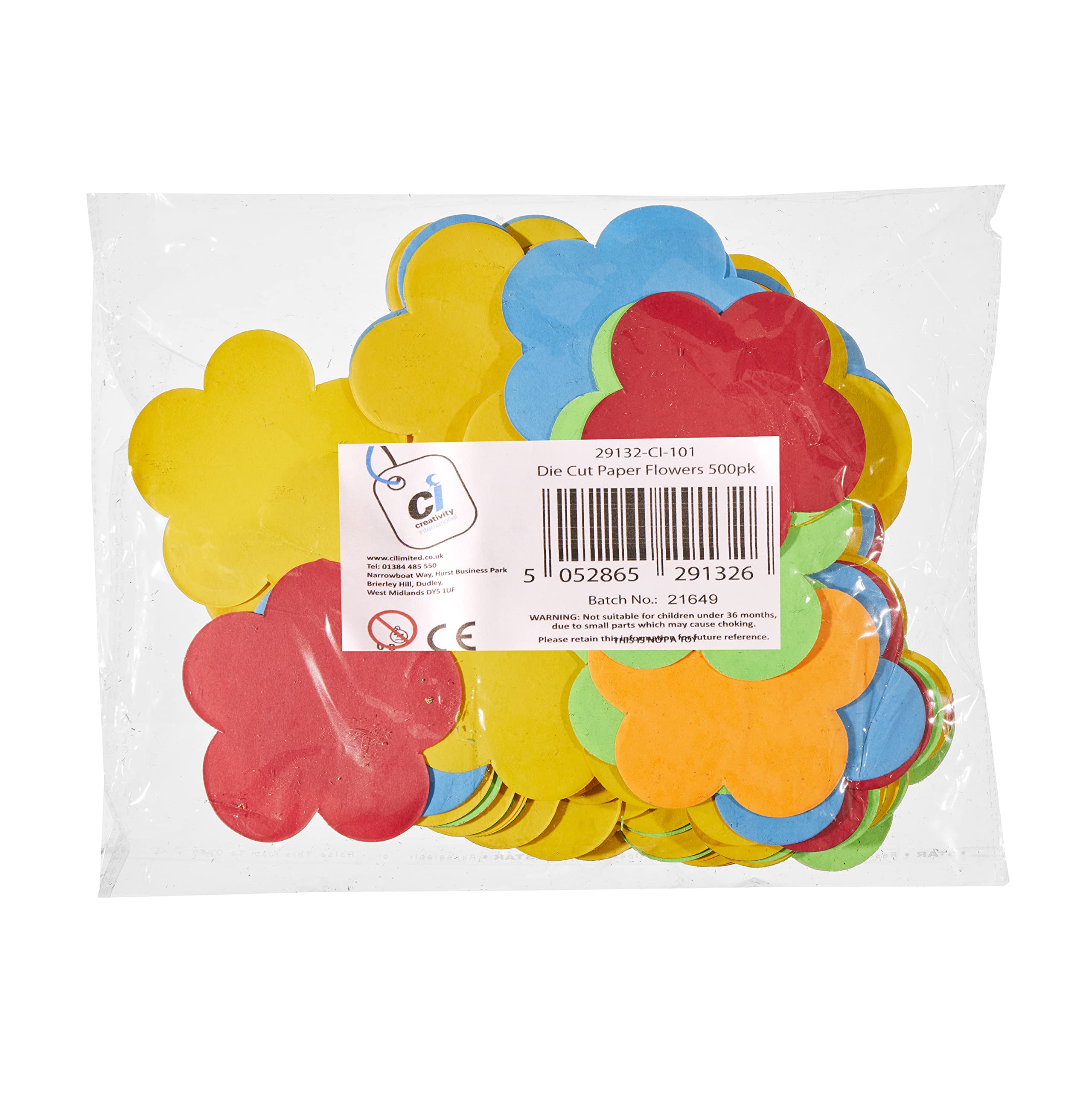 Creativity Inspired Die Cut Paper Flowers, 80mm Wide, 500pcs, Pre-Cut, Assorted Colours, Flower Making, Ideal for Hobbyists and Professional Crafters, Adults & Kids