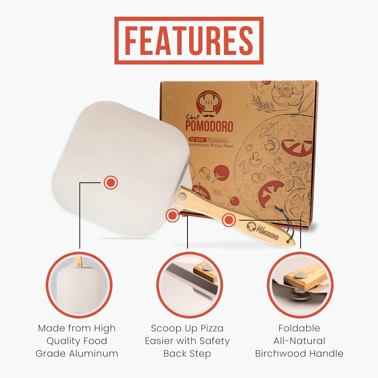 Chef Pomodoro Pizza Peel 30 x 36 cm - Image 3