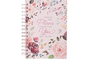 Christian Art Gifts Journal w/Scripture I Know The Plans I Have For You Jeremiah 29:11 Bible Verse Pink Floral 192 Ruled Pages, Large Hardcover Notebook, Wire Bound