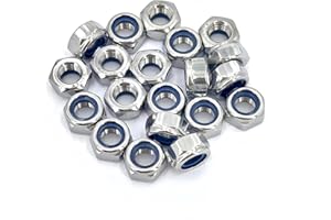 DMDZ HEYDAY 20Pcs M10 x 1.25mm Nylon Insert Hex Lock Nuts, 304 Stainless Steel Locknuts,Silver Tone (M10x1.25)