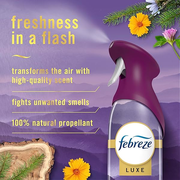 FEBREZE AIR MIST AIR FRESHENER SPRAY, ODOR-FIGHTING ROOM SPRAY, AIR FRESHENERS FOR HOME AND BATHROOM AND KITCHEN, AEROSOL CAN, MOUNTAIN SCENT, 8.8OZ, 3 COUNT