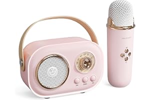 Baolira Karaoke Machine for Adults,Portable Bluetooth Speaker with Wireless Microphone,Mini Karaoke Machine, Birthday Gifts for Women,Portable Cute Bluetooth Speaker,Unique Gift Ideas for Women (Pink)