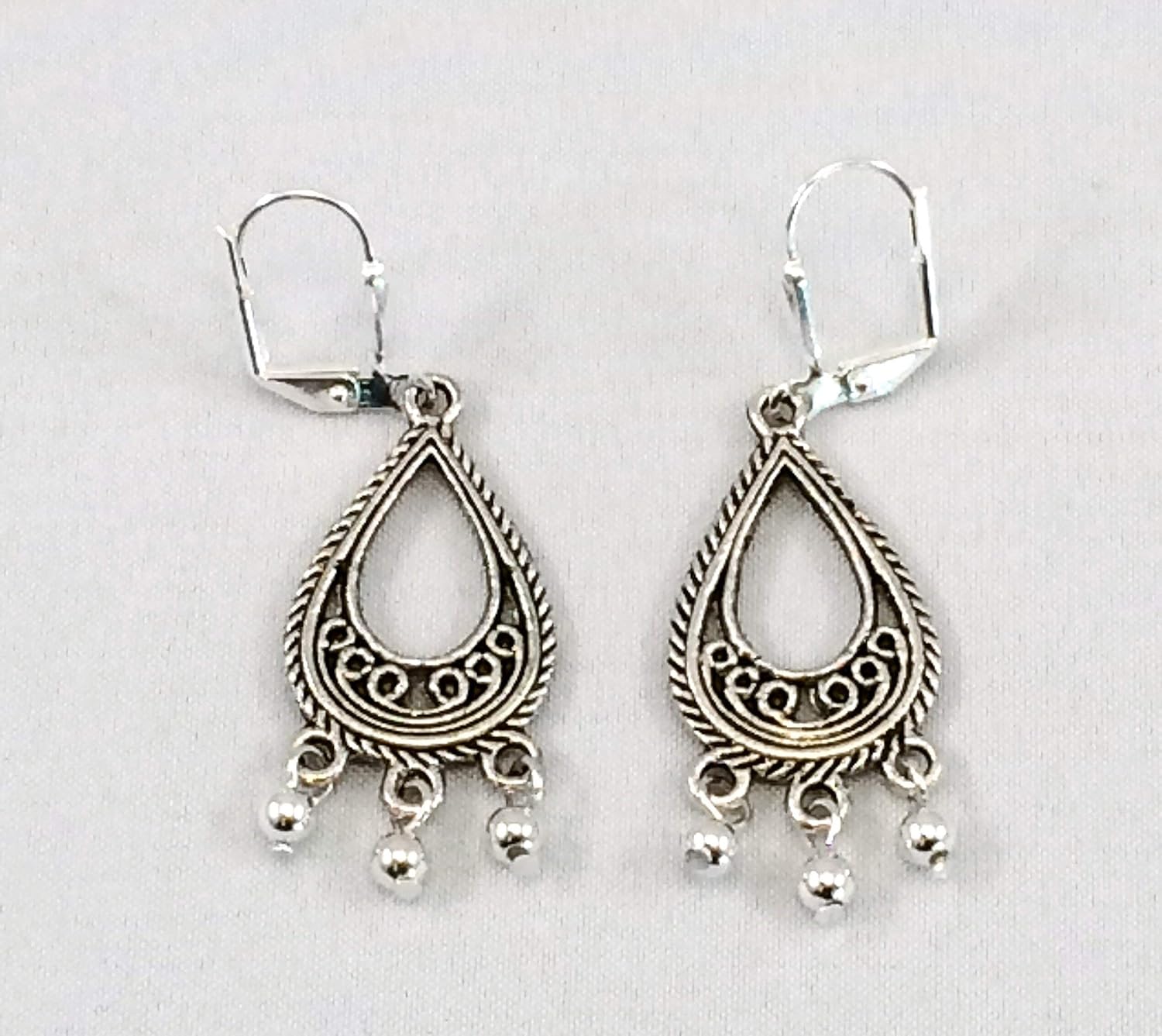 Antiqued Silver Pewter Dangle Earrings Handmade