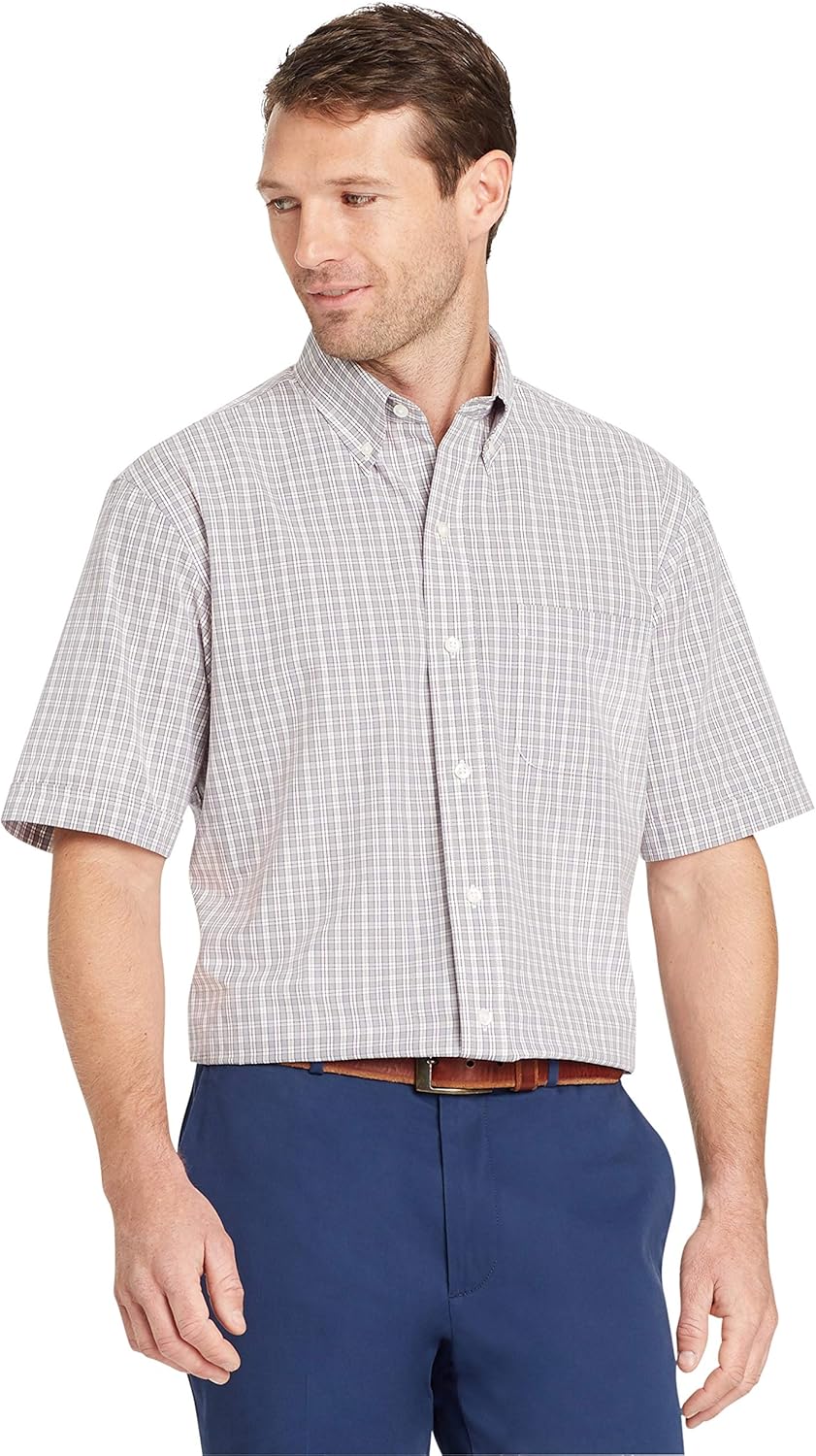 Arrow 1851 Men's Hamilton Poplins Short Sleeve Button Down Plaid Shirt