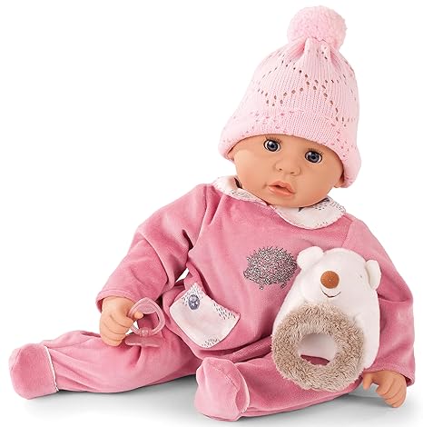 Götz 1961049 Cookie Igel Puppe - 48 cm große Babypuppe mit blauen Schlafaugen, ohne Haare und Einem Weichkörper - 5-teiliges 