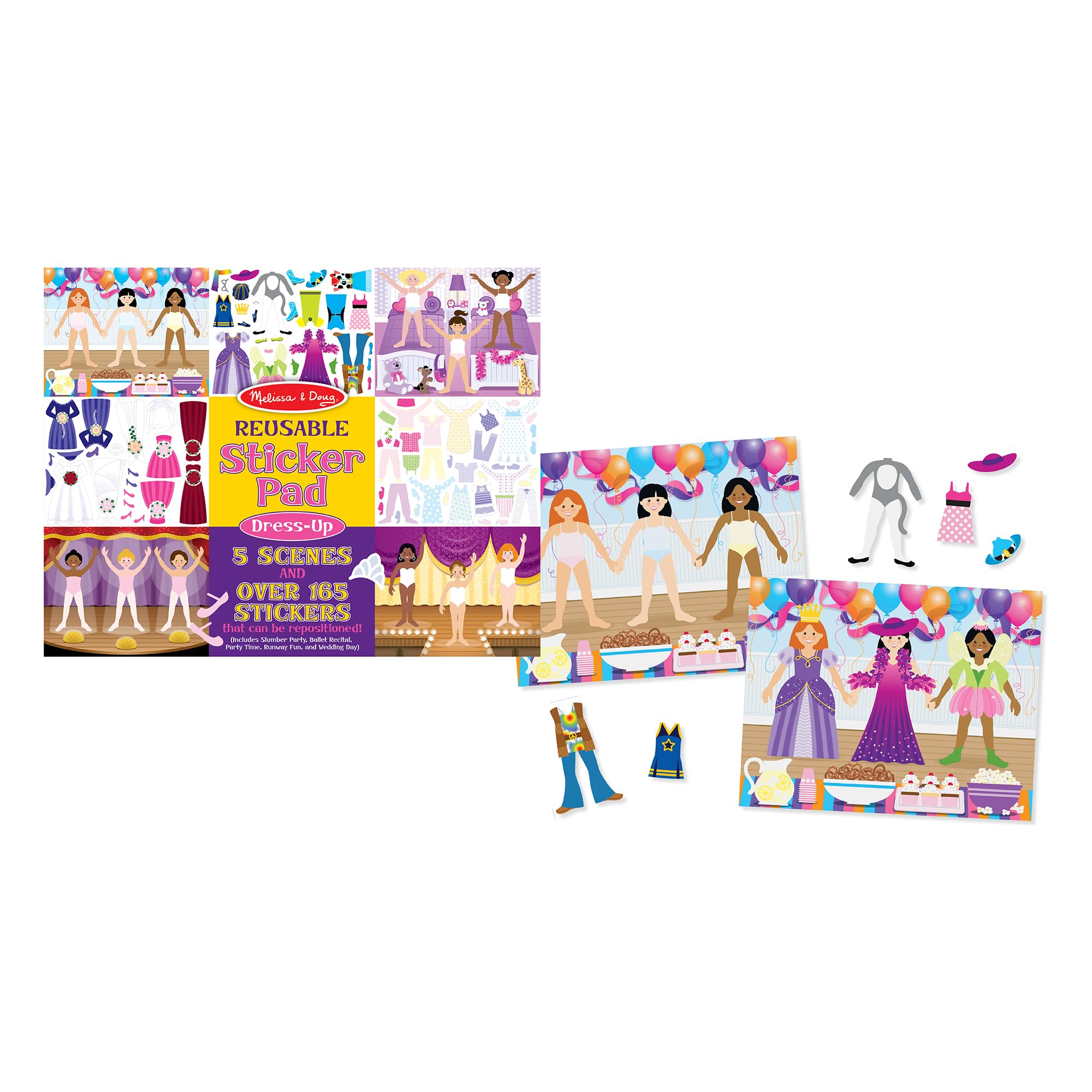 Melissa & Doug - Wiederverwendbare Stickerbücher Verkleidung, Reiseaktivitäten für Kleinkinder, Wiederverwendbare Sticker praktisch für unterwegs im Auto oder Flugzeug, für Kinder ab 3 Jahren 6