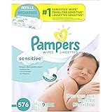 Pampers Sensitive Baby Wipes 9X Refill Packs, 576 Count