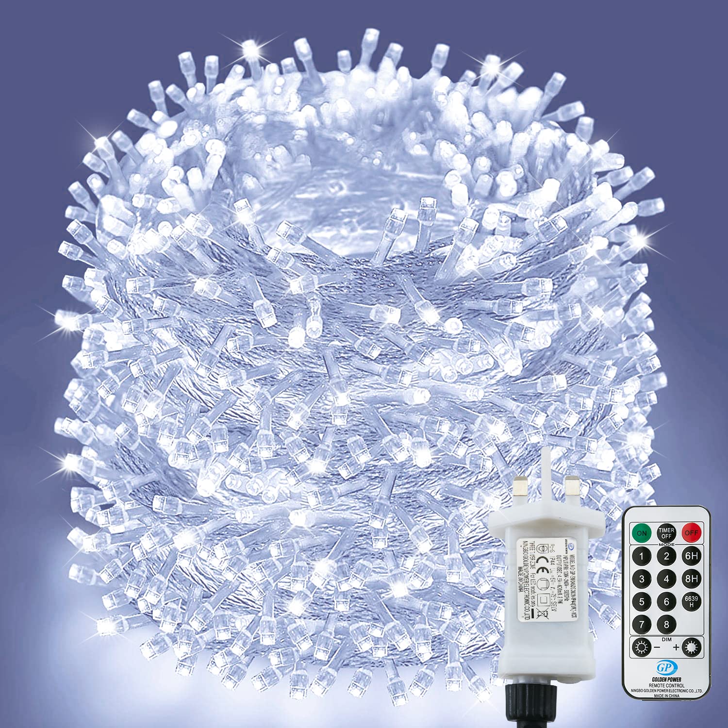 Fairy Lights Plug in, 80M/262Ft 800LED String Lights Main Powered, 8 Modes Garden Lights with Remote Control, Fairy Lights for Bedroom, Garden, Gazebo, Party, Christmas Decorations (Cool White) — image 1