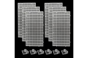 JBBCMY 6 PCS Aquarium Fish Tank top Cover lid Divider Plastic Grid Panel Egg Crate Grate Bottom Isolation Filter Tray Separation Hoods with Acrylic Clear Clips Holder