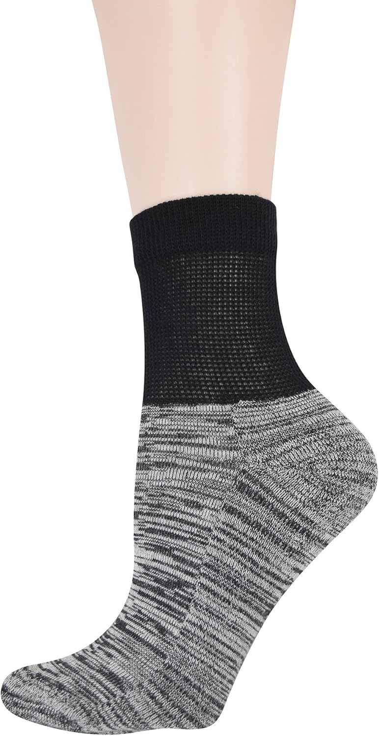 Yomandamor Women's 6 Pairs Bamboo Diabetic Ankle Socks with Non-Binding Top And Cushion Sole,L Size(Socks Size:9-11): Clothing