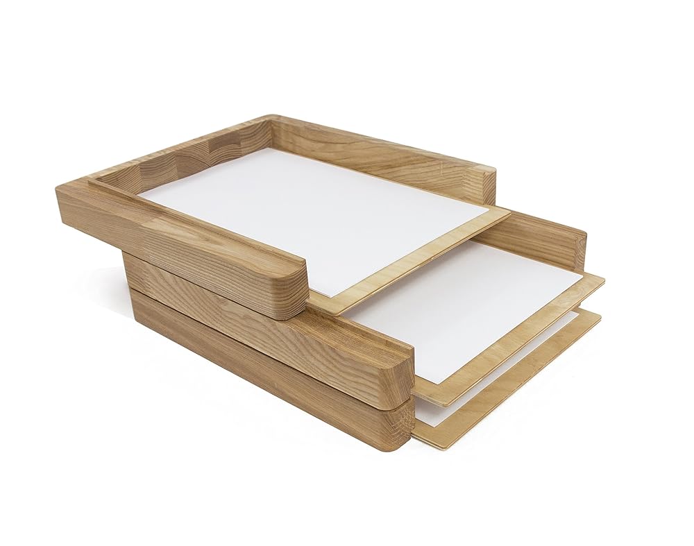 Wooden paper tray Wooden paper holder Stacked paper tray Desk