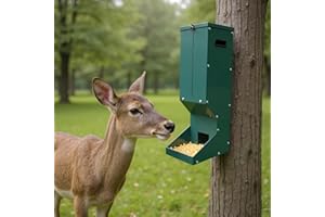 Hanging Deer Feeder,7 Gallons Heavy Duty Deer Feeder Box, Galvanized Steel Automatic Dispenser Feeder with Waterproof Cover f