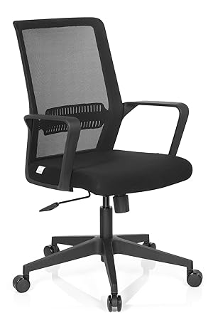 hjh OFFICE 732030 Bürostuhl Preston Stoff/Netz Schwarz Home-Office Schreibtischstuhl mit Lendenwirbelstütze