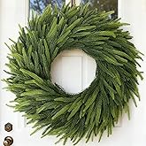 26" Large Christmas Norfolk Pine Wreath - Artificial Christmas Wreaths Faux Pine Needles Fake Green Wreath for Front Door, Wall, Windows, Home,Outdoor,Xmas Decor