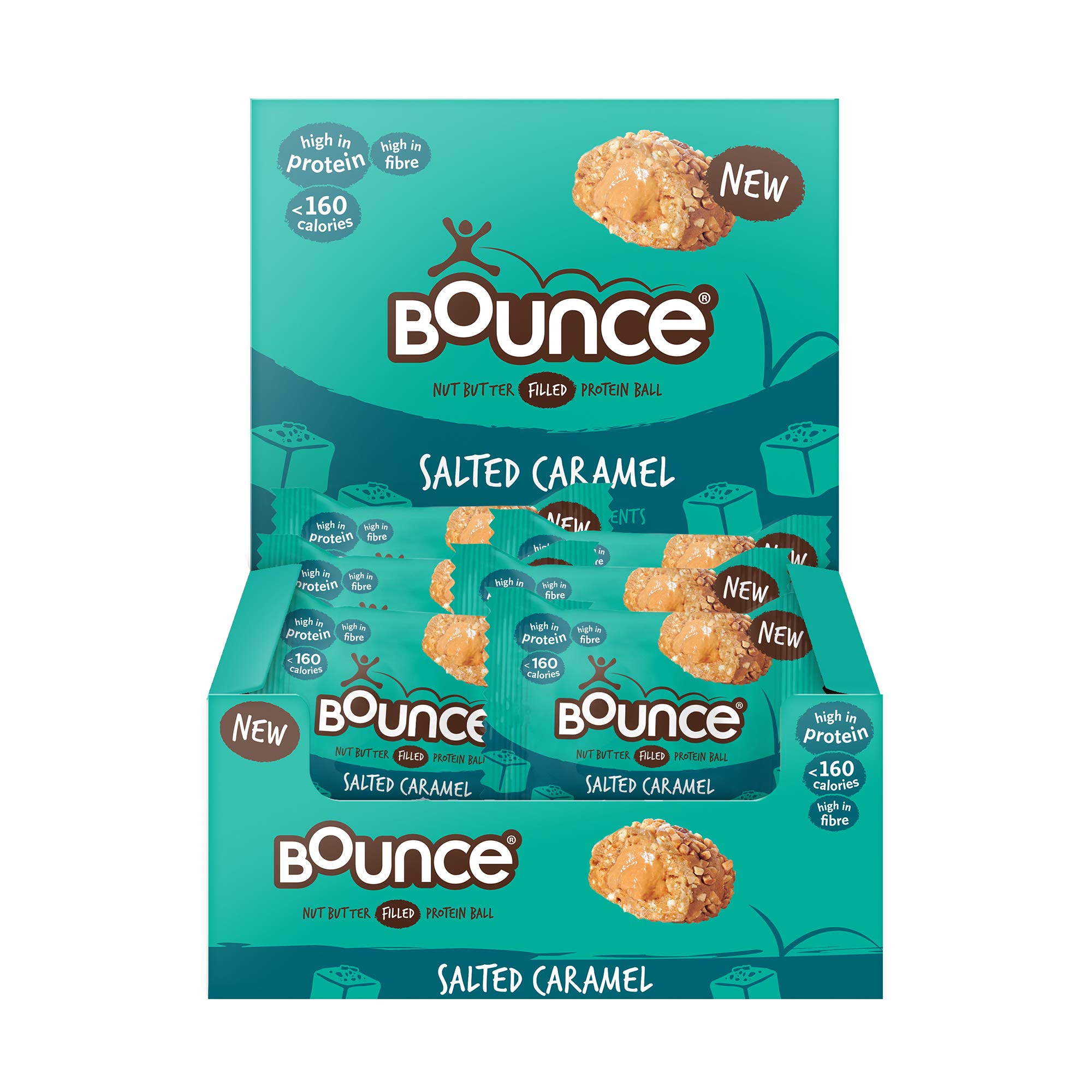 Bounce Protein Salted Caramel Balls, Filled With A Nut Butter Centre, 12 x 35g Individual Protein Balls