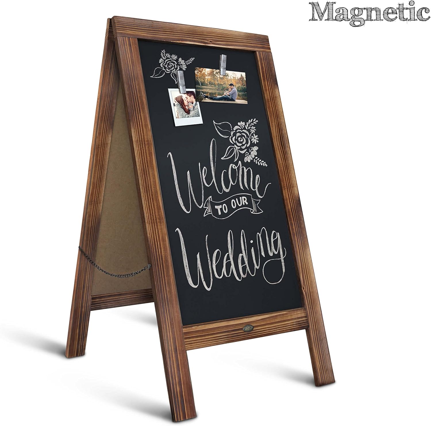 Rustic Magnetic A-Frame Chalkboard Sign/Extra Large 40" x 20" Free Standing Chalkboard Easel/Sturdy Sidewalk Sign Sandwich Board/Outdoor A Frame Chalk Board for Weddings & More! : Office Products