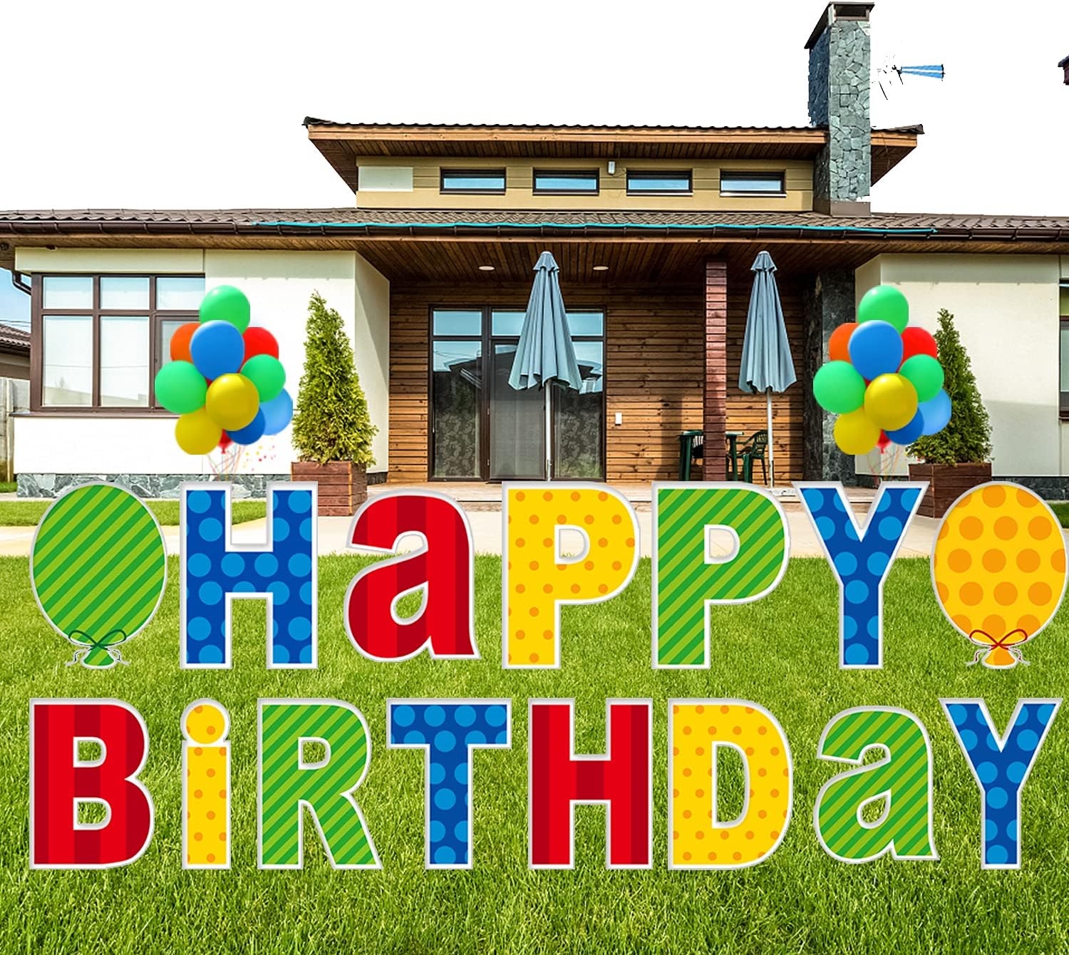ComboJoy 15 Packs Happy Birthday Yard Sign with Stakes - Perfect Outdoor Lawn Decorations with Bright & Colorful Letters Made of Thick Weatherproof Corrugated Board and 30 Stakes : Garden & Outdoor