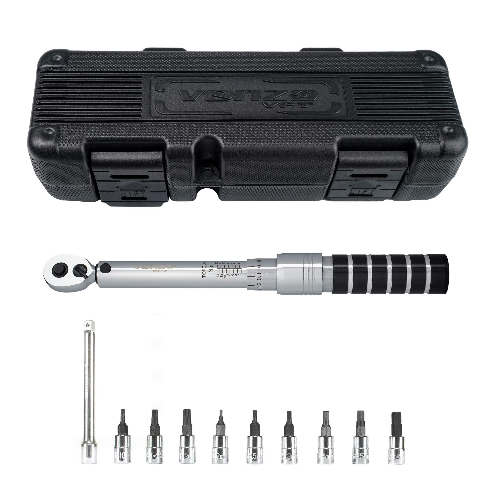 Venzo 1/4 Inch Driver Click Torque Wrench Set 2 to 15 Nm Small Adjustable Great
