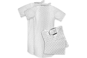 Magnus Care Hospital Gown for Woman & Men, Cotton Blend Fashionable Unisex Patient Gowns, Back Tie, Soft and Comfortable Fits Sizes up to 2XL - 2 Pack
