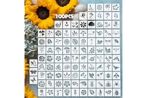 ASEOJOON 100 Pcs Stencils for Painting on Wood Reusable Stencil Crafts Drawing Templates Holiday Stencils Wall Paper Stencil Set for DIY Art Scrapbook Home Decor 1.5 x 1.5 Inch