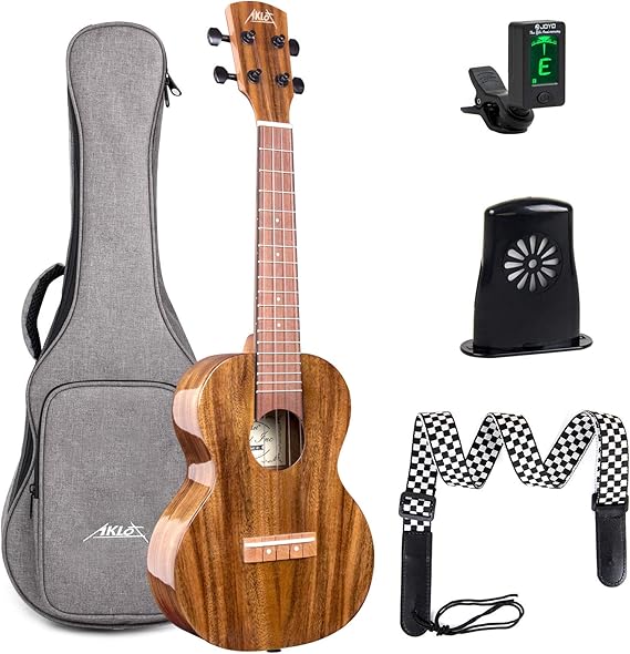 AKLOT Concert Acacia Ukulele 23 Inch 4 Strings Solid Acacia Uke w
