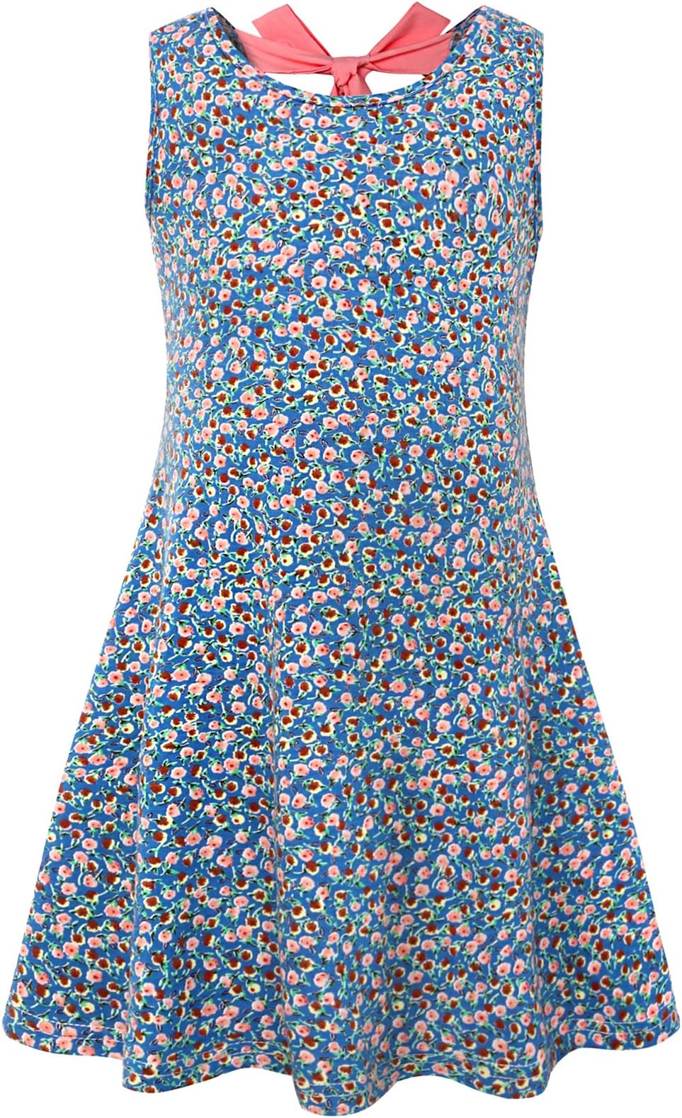 BONNY BILLY Girls Kids Backless Floral Print Casual Summer A-Line Dress with Bow