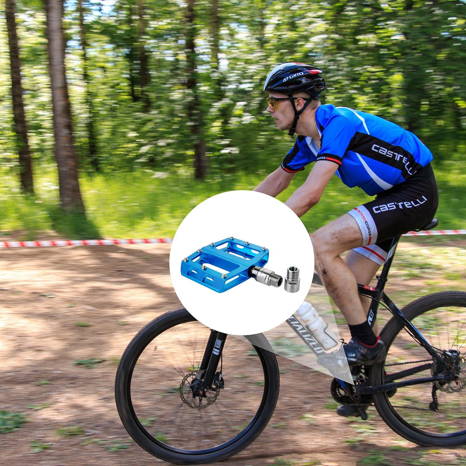 Aolvo Bike Pedal Extenders Extended 15 mm Stainless Steel Foot Pedal Extenders 9/16 Universal