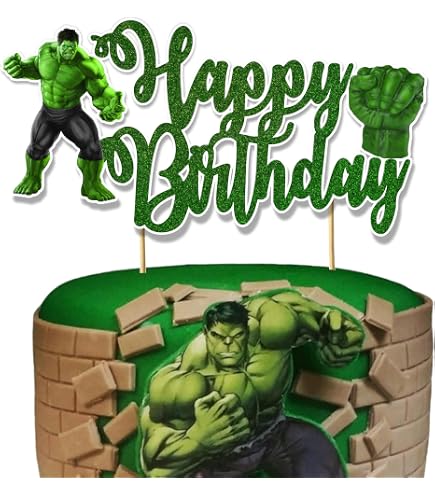 The Hulk Edible Cake Toppers Icing Superhero Cake & Cupcake