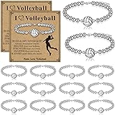 Huquary 20 Pcs Bracelet Gift Bulk Sport Party Favor Team Gift Sport Bead Ball Charm Bracelet with Inspirational Card