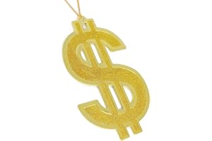 Skeleteen Hip Hop Gold Necklace - Rapper Dollar Sign Medallion Gangster Golden Chain Costume Bling Jewelry