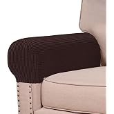 Turquoize Stretch Armrest Covers for Chairs and Sofas Couch Arm Covers for Sofa Spandex Jacquard Armrest Cover Anti-Slip Furniture Protector Washable Armchair Slipcovers for Recliner Set of 2, Brown