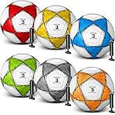 Glimin 6 Pcs Soccer Ball with Pump Bulk Size 5/4/3 Deflated Soccer Balls Gift for Youth Adult Game Training Practice Football for School Sports Game Birthday Gift Party