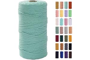 MAOQIAN Light Green Macrame Cord 2mm x 220Yards,Colored Cotton Rope Colorful Cotton Cord Soft Craft Cord Twine for Wall Hanging Plant Hangers Crafts Decorative Projects